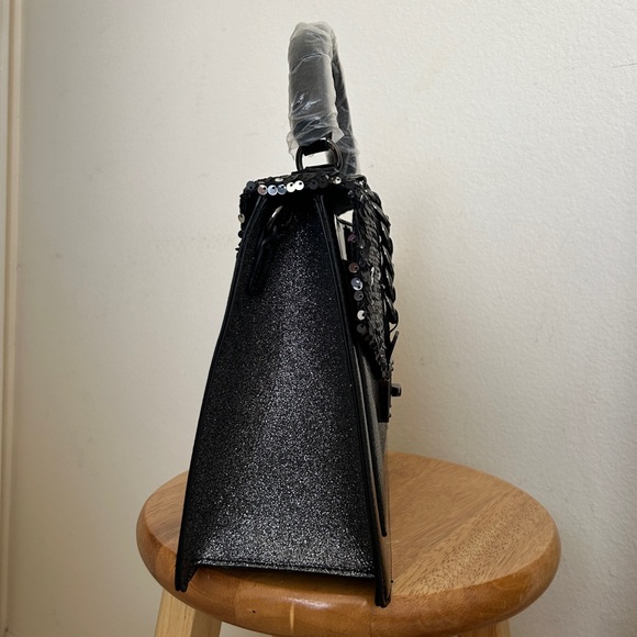 ALDO Black Sequined Sparkle Handbag with Shoulder Strap - Picture 2 of 7